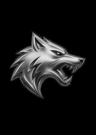Chrome wolf head logo